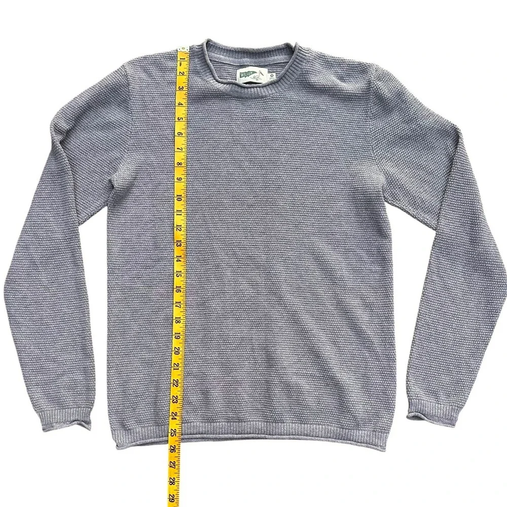Wellen Mens Organic Cotton Cashmere Sweater Grey Textured Crewneck Size Medium